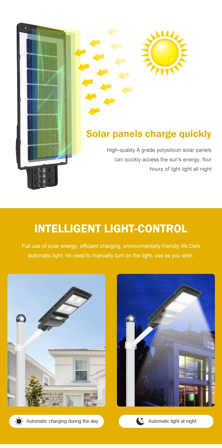 ABS plastic IP65 Waterproof Outdoor 50W 100W 150W 200W 250W 300W Integrated All in One LED Solar Street Light